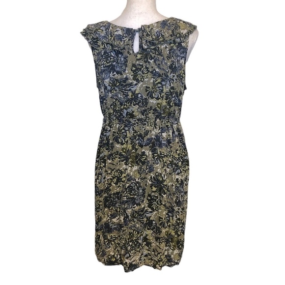 MOTHERHOOD Maternity Dress Women's Size Large Green Floral Print Ruffled V-Neck - Picture 3 of 12